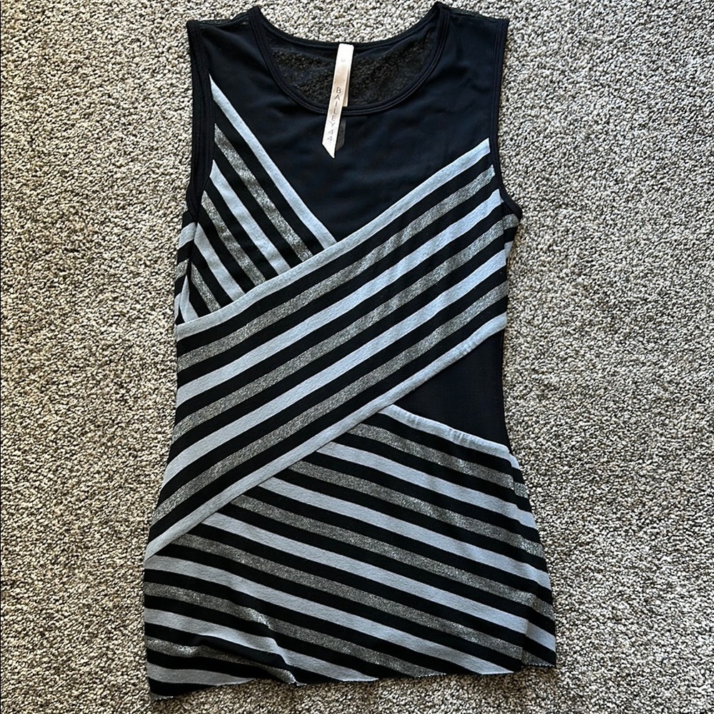 Black and Gray Striped Sleeveless Top